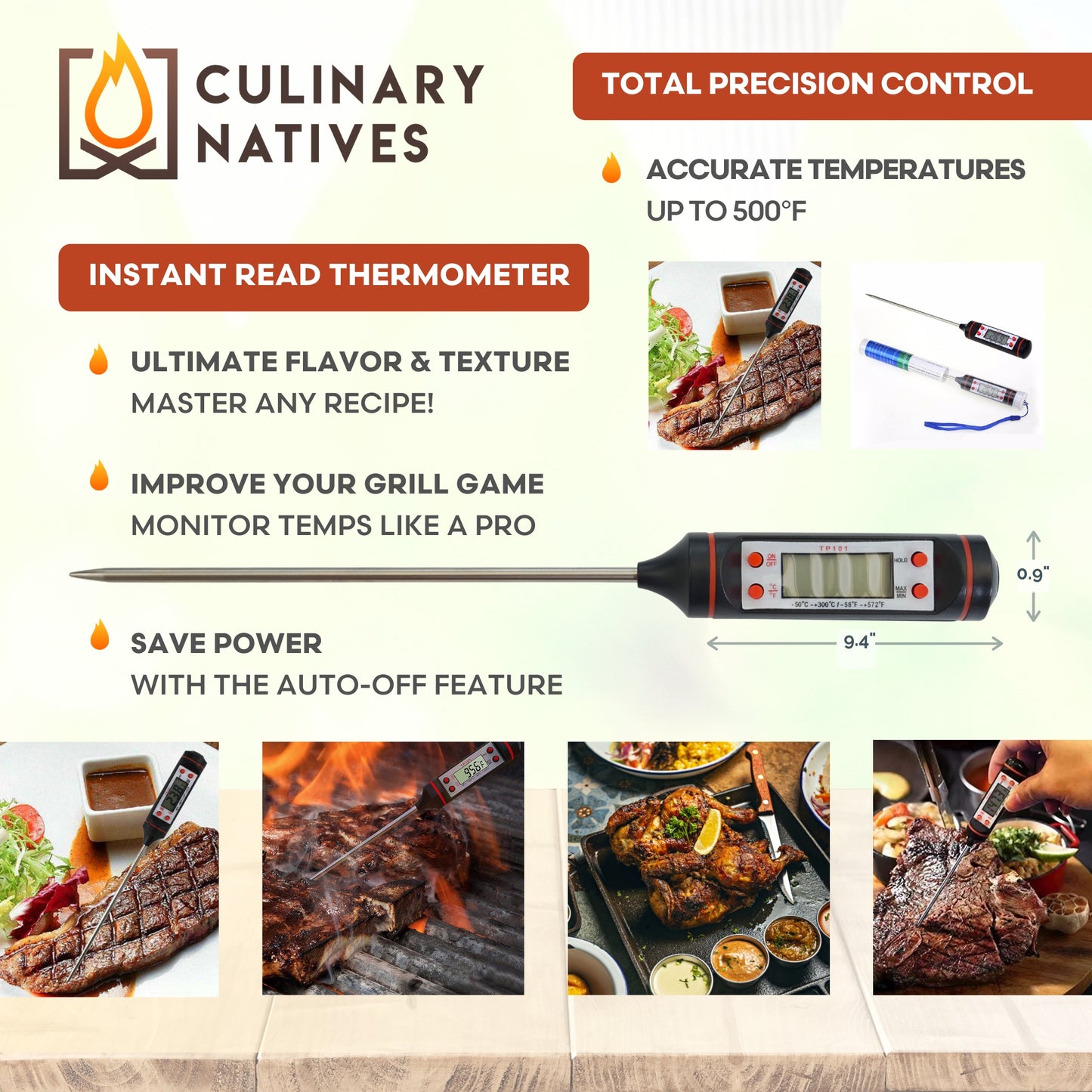 STARTER KIT - Meat Shredder Claws, Silicone BBQ Gloves, and Instant-Read Thermometer - for Cooking Barbecue & Smoking Meat (Black)